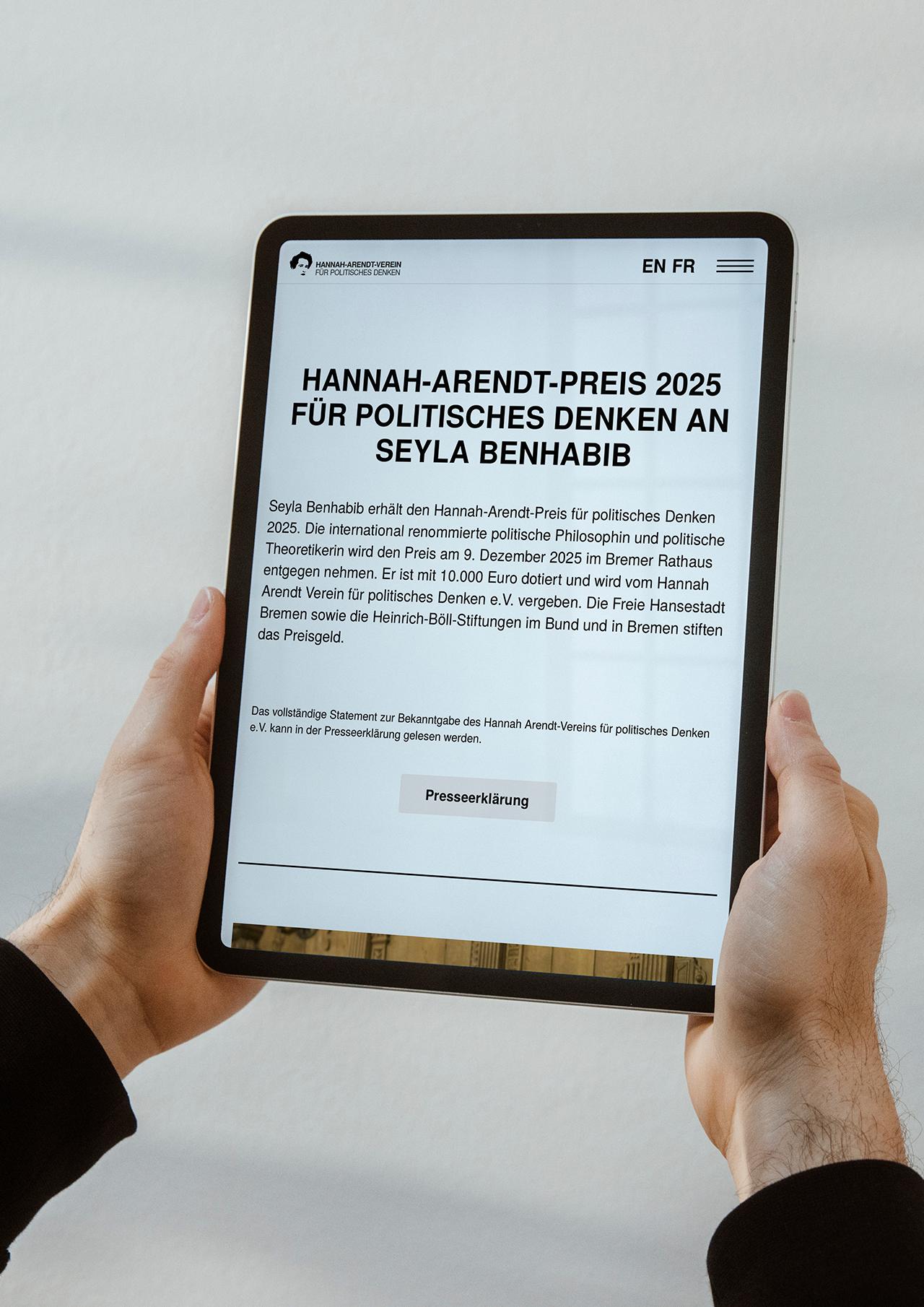 Alternatives Thumbnail des Projekts Hannah Arendt Preis